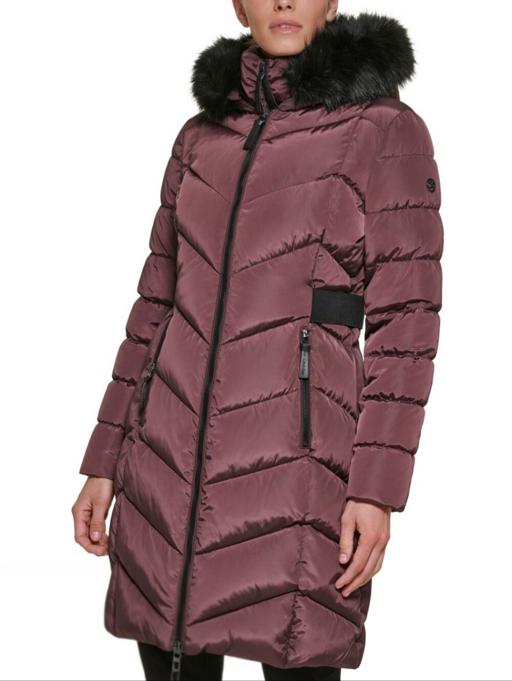 NWT Calvin Klein Hooded Puffer Coat Plum Size Small Winter Jacket